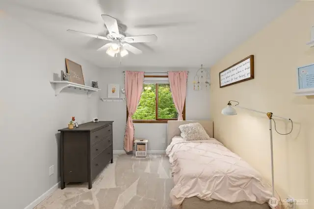 1 of 3 spacious bedrooms upstairs.