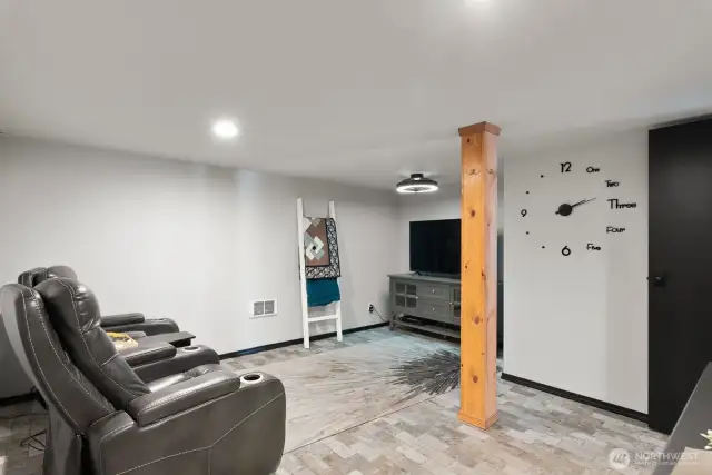 Family room in basement