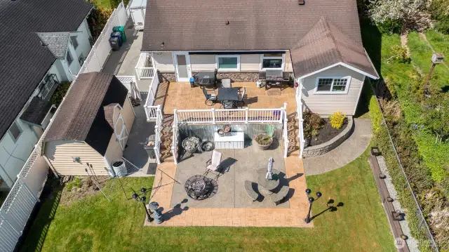 Stamped concrete deck and patio.