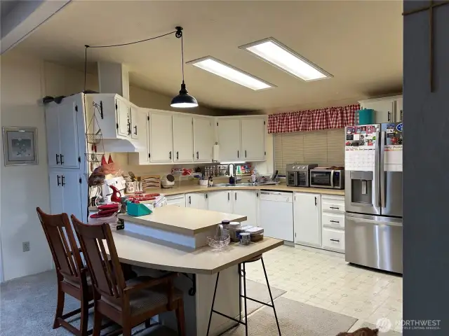 Large kitchen with eating area