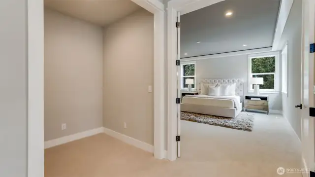 Unique design feature can be utilized as a Pooja, or an E-space, Room. Doors can be added by Builder upon request. (Model Home photo)