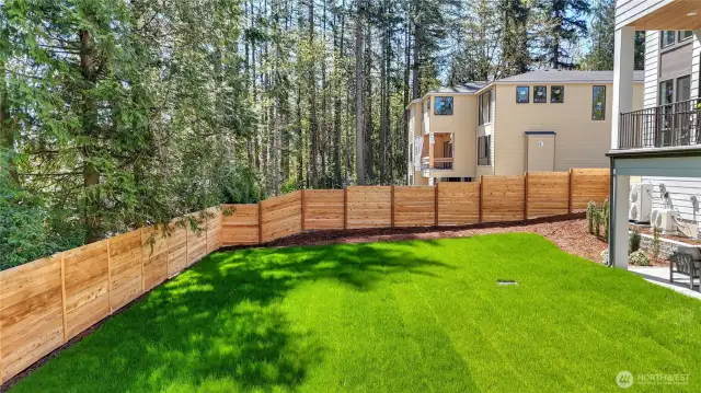 Serene, fully-fenced backyard
