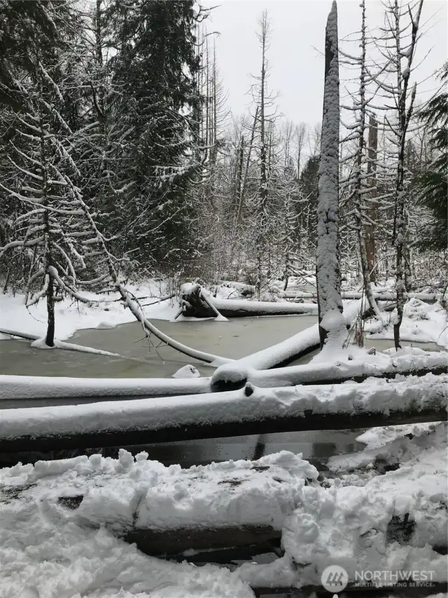 Snow covered view of the trail is so amazing