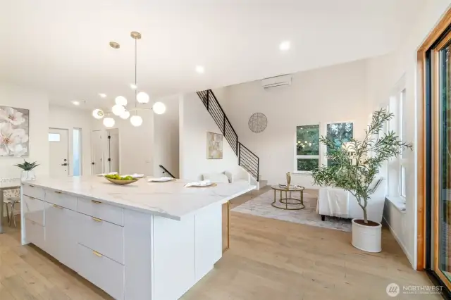 Open concept with vaulted ceilings