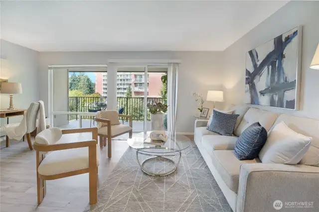 Another view of the living with the large deck ahead