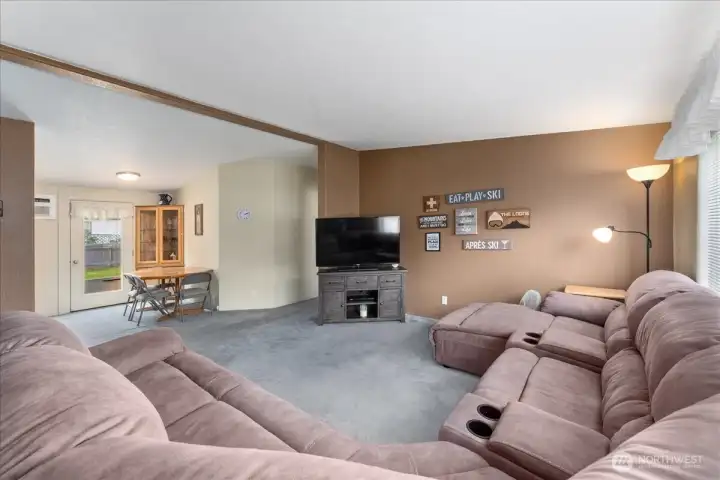 View overlooking a large open-plan living and eating area