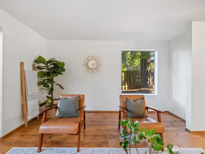 Living room with space for a small office nook
