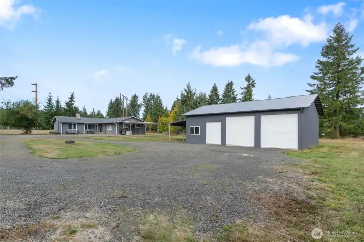 Driveway offers privacy and plenty of parking.