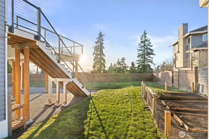 Very usable large, flat backyard