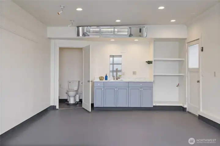 Studio includes a toilet closet & sink.