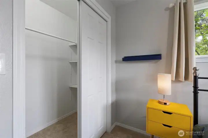 guest bedroom with large closet