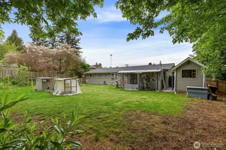 large back yard, fully fenced.