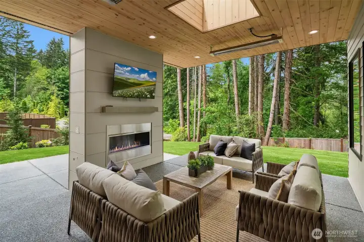 Secluded outdoor covered living area