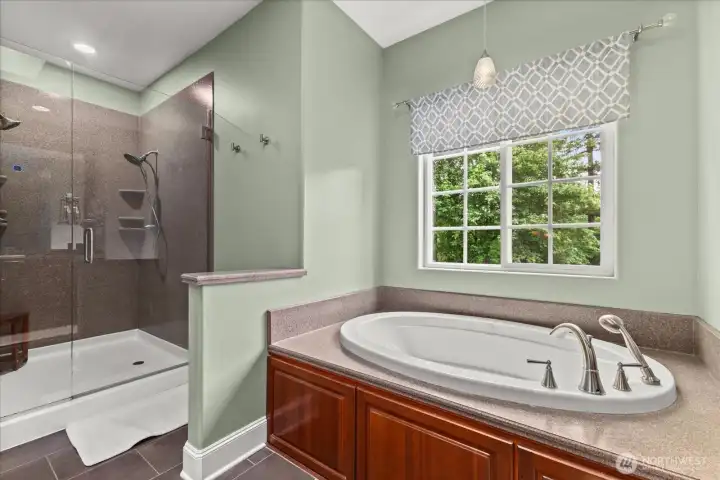 Soaking tub perfect for unwinding at the end of the day