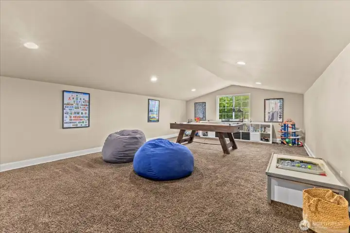 Large bonus room ideal for media, recreation, or play space