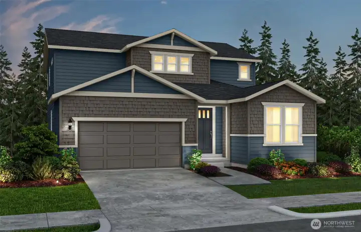 Rendering of the elevation design.  Ext. paint scheme are attractive, sharp grays