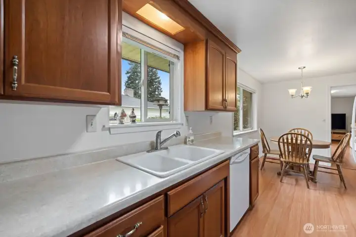 The kitchen design allows for everything you need is well within reach; all day long.