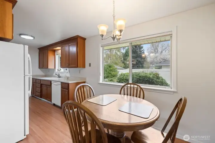 With the eating area just steps from the kitchen, it's always easy to take a break and enjoy a cup of coffee.