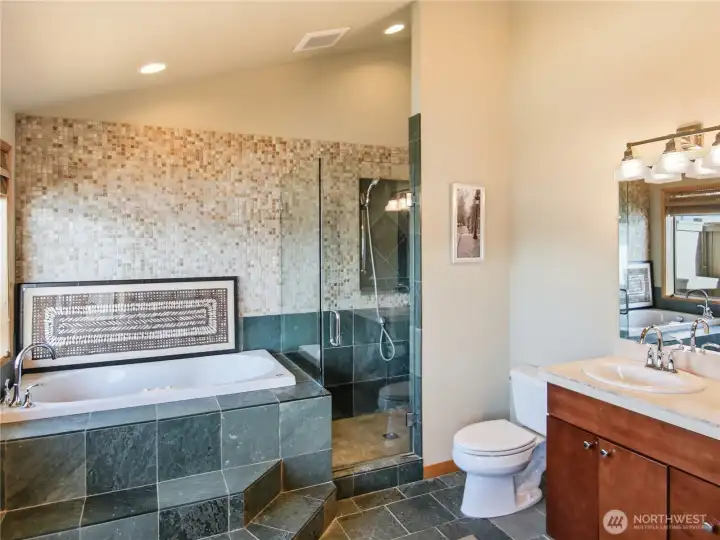 Smartly designed with dual separated sinks, giving each their own space to start and end the day