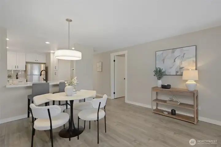 Generous dining area with enough room to move around