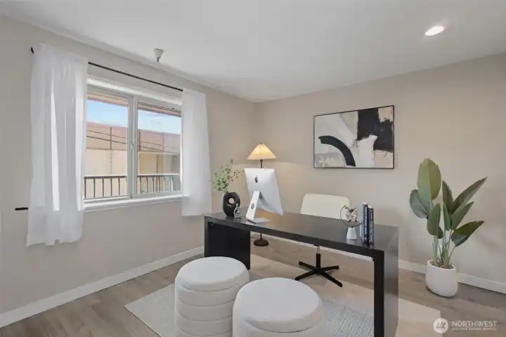 Versatile second bedroom has a west-facing window and spacious closet