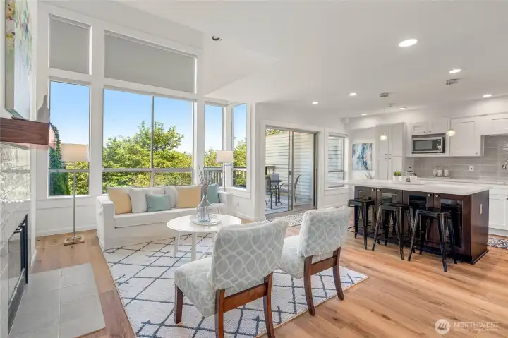 Open floor plan with living room and kitchen combined.