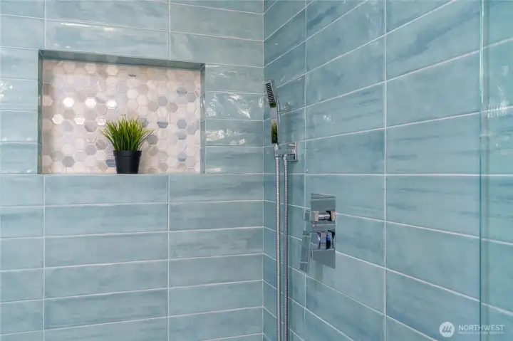 Have a Spa day in this primary shower!