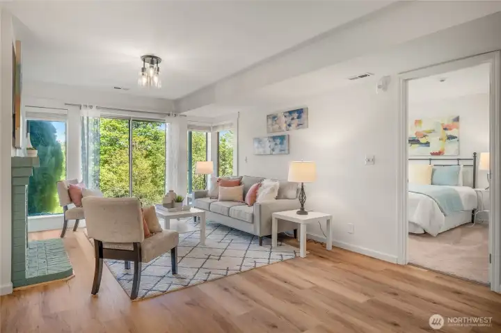 Third bedroom on lower level adjacent to entertainment area on lower level.