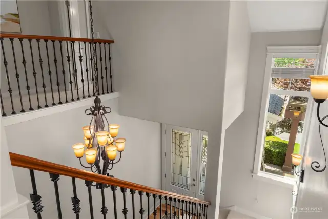 chandelier in entry and stairway