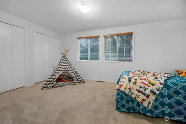 One of 3 secondary bedrooms, all are oversized, and one features hard wood floors for your allergy friendly room.