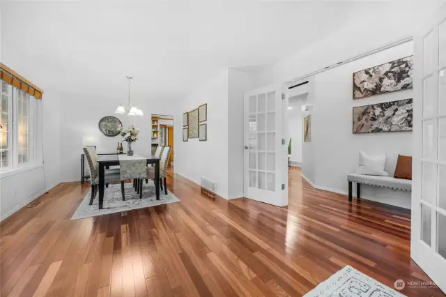 From Living room, view of foyer and dining room.