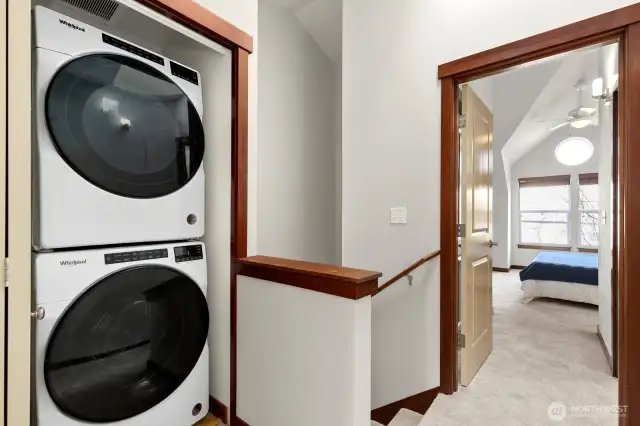 Washer/dryer are on top floor between primary and 2nd bedroom