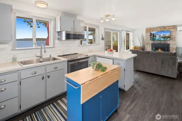 Kitchen with water views