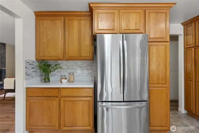 Additional counter and preparation space in the kitchen.