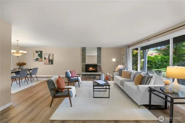 The living room flows into a good sized dining room.