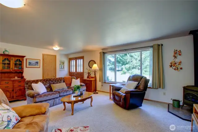 Picture window brings in the natural daylight, propane stove for those chilly days