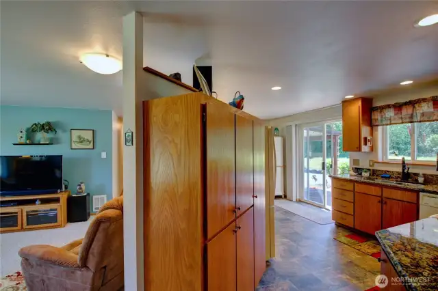 Kitchen with Granite Countertops, lots of cabinetry and windows to watch the wildlife.