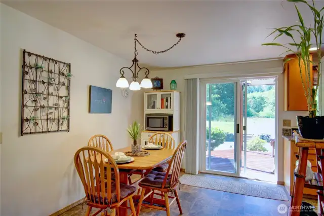 Dining room with slider to beautiful deck!