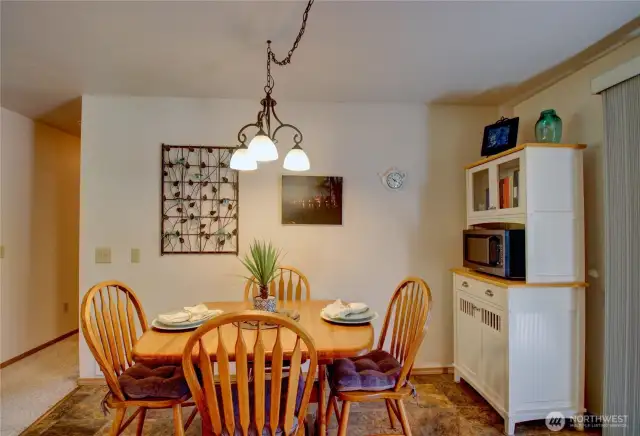 Nice sized dining room space.