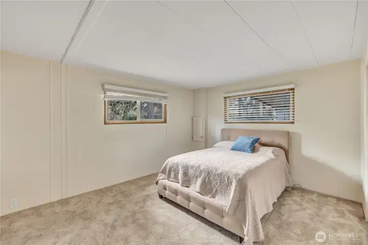 Primary bedroom has been newly painted.