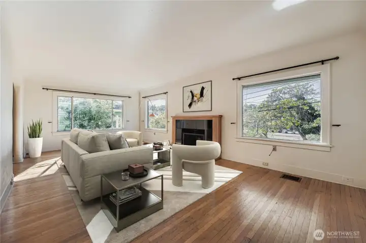 Virtually staged living room.