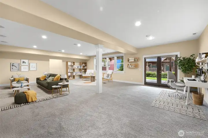 Virtually staged rec area Just one of the many possibilities for this space!