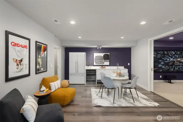 The lower level is an entertainment level, an invaluable space - complete with theater, entertainment bar with beverage cooler, refrigerator and sink. So much fun to be had!