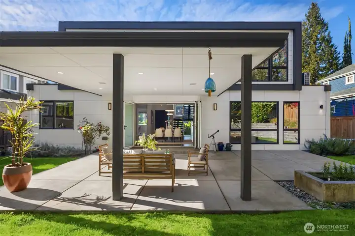 The home opens out to a wonderful outdoor covered area.