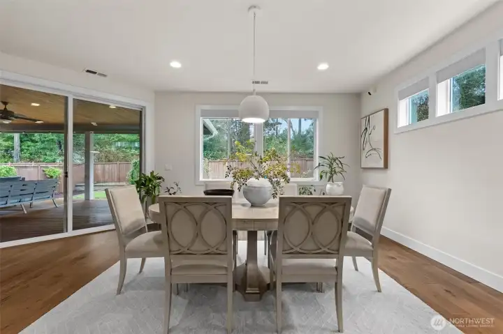 Enjoy your meals with a perfect view into your freshly renewed backyard lawn.