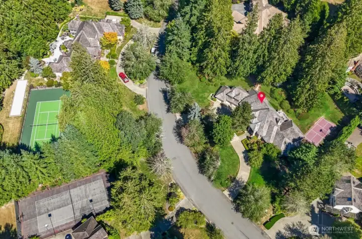 skyview of neighborhood and home