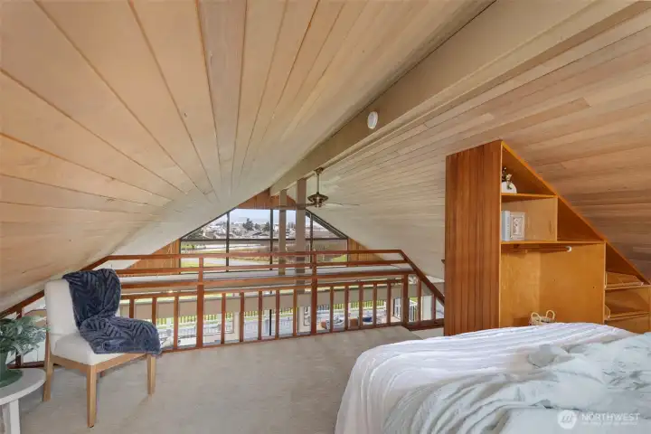 Incredible views from the loft...storage space on each side of loft too!