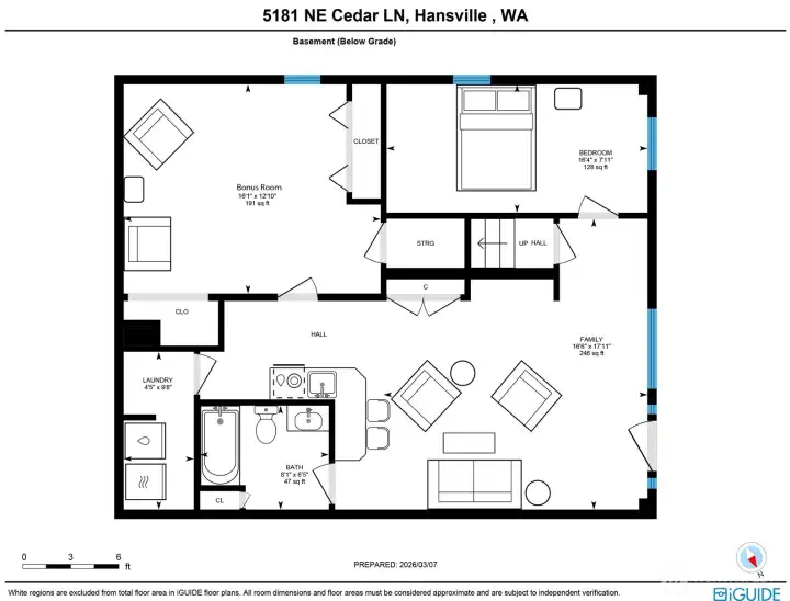 Lower level floor plan.
