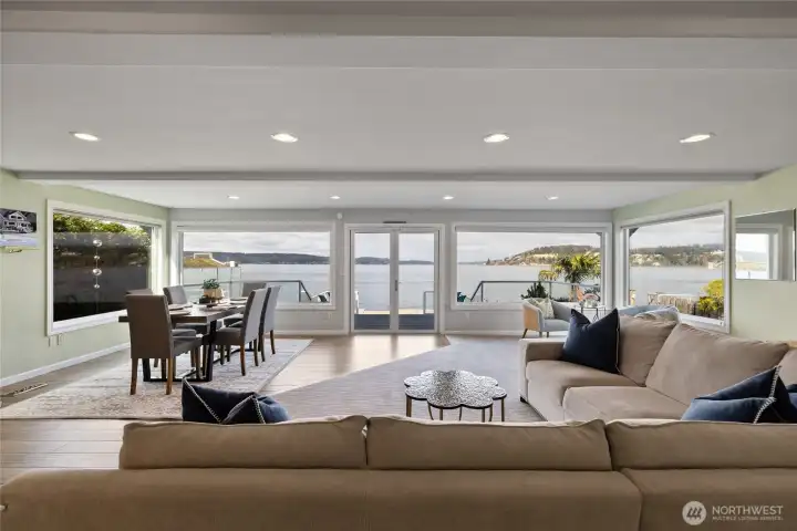 Living room looking out to The Sound & Olympics.