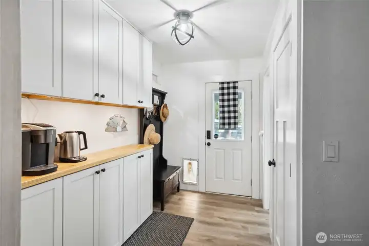 Huge pantry and deck access just off the kitchen